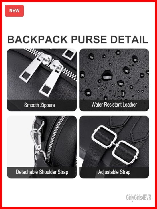 Mini Convertible Leather Backpack Purse Travel Shoulder Bag main image 5